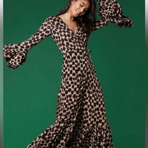 Diane Von Furstenberg Black and Tan Maxi Dress